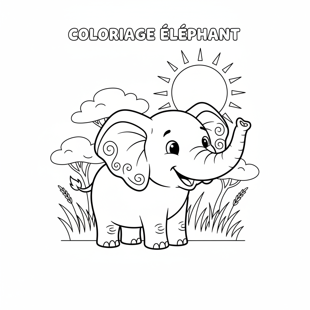 Coloriage coloriage elephant 2