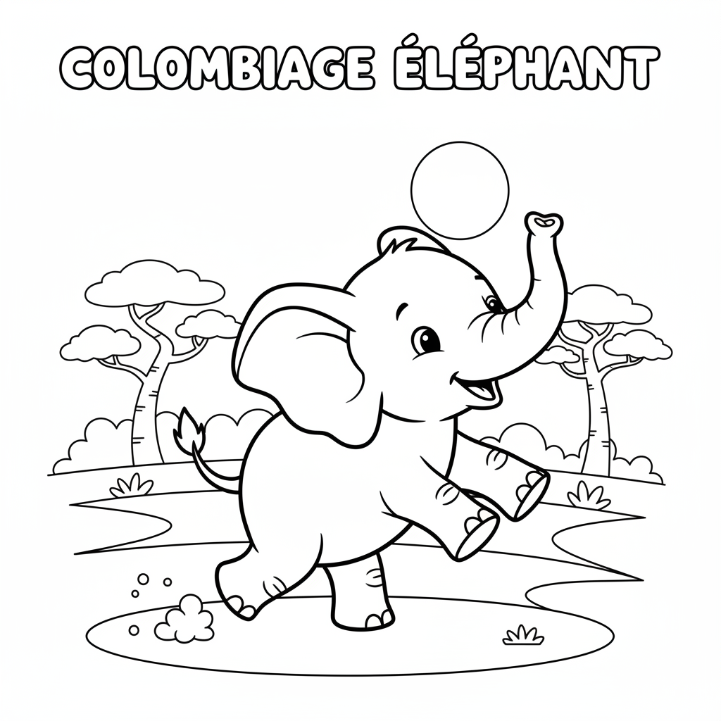 Coloriage coloriage elephant 5