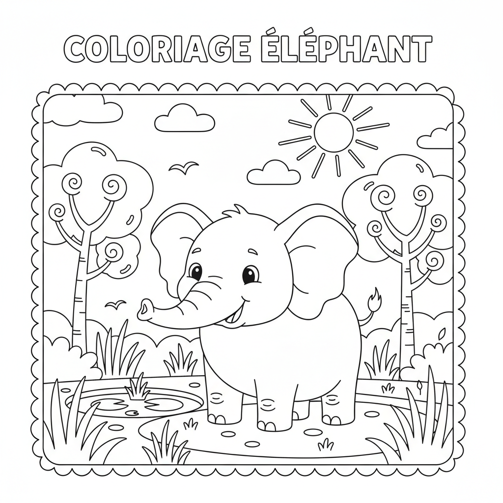 Coloriage coloriage elephant à imprimer 3