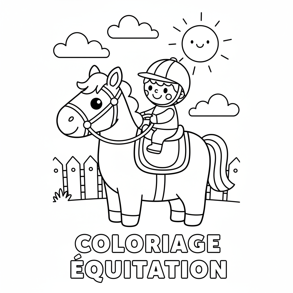 Coloriage Equitation Cheval Gratuit à Imprimer