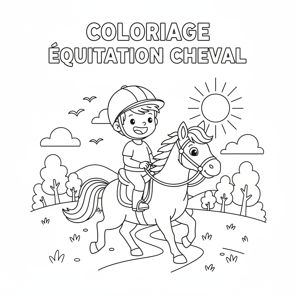 Coloriage coloriage equitation cheval 3