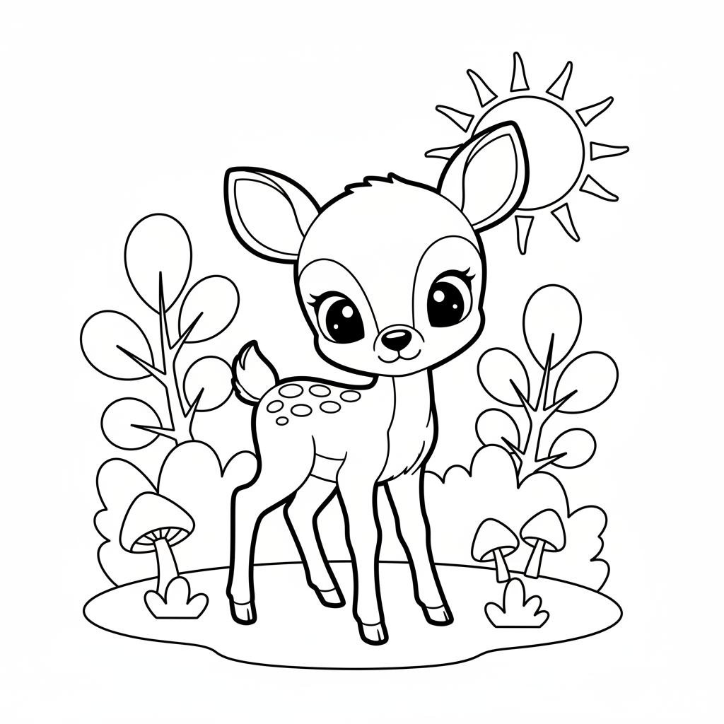 Coloriage Faon Gratuit à Imprimer pour les Enfants