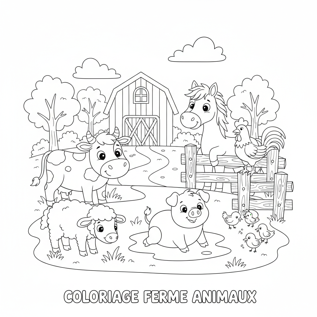 Coloriage coloriage ferme animaux 3
