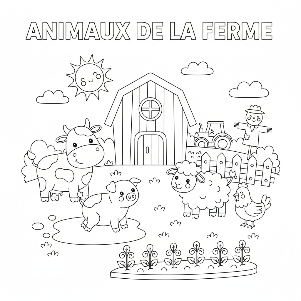 Coloriage Ferme Et Animaux Gratuit à Imprimer