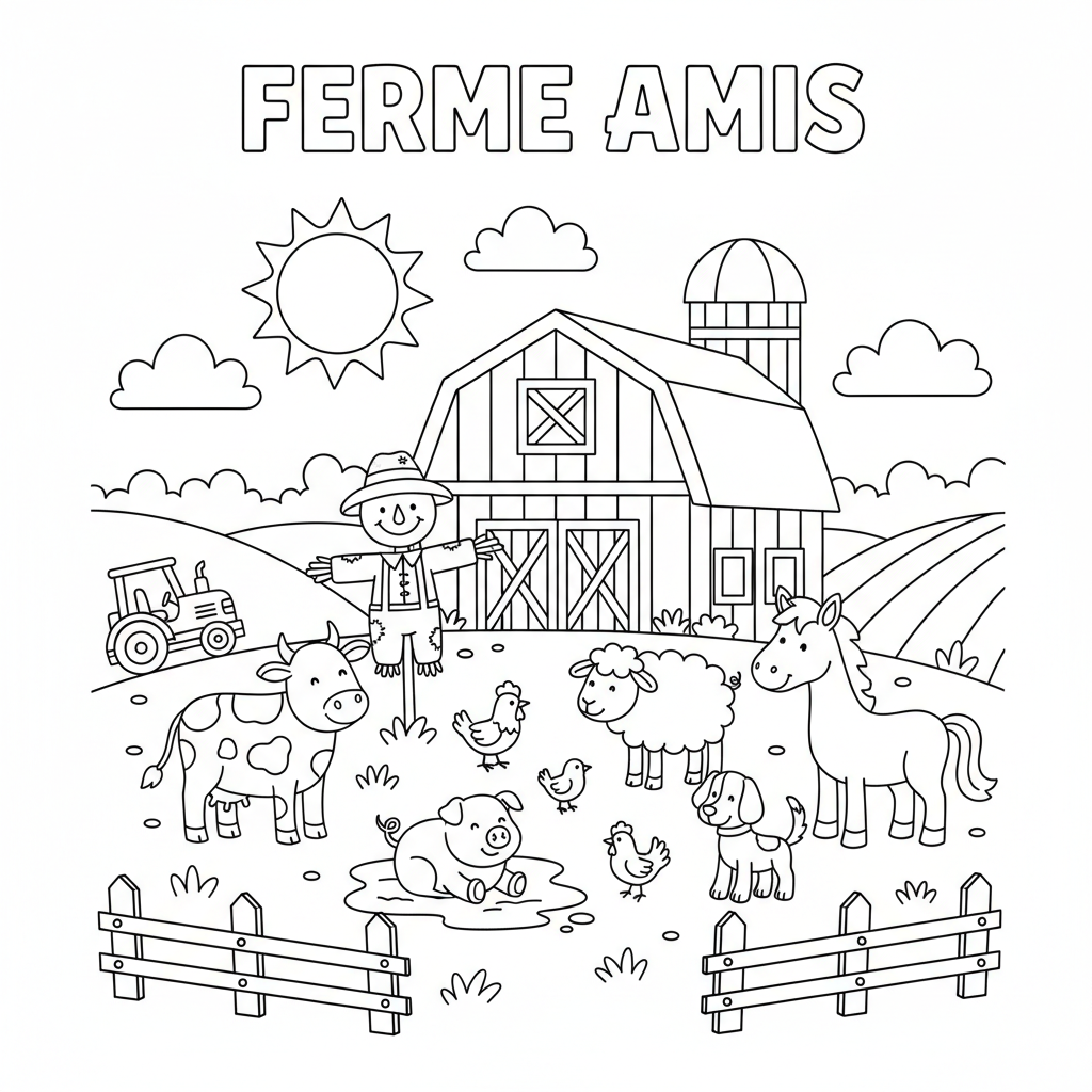 Coloriage coloriage ferme et animaux 2