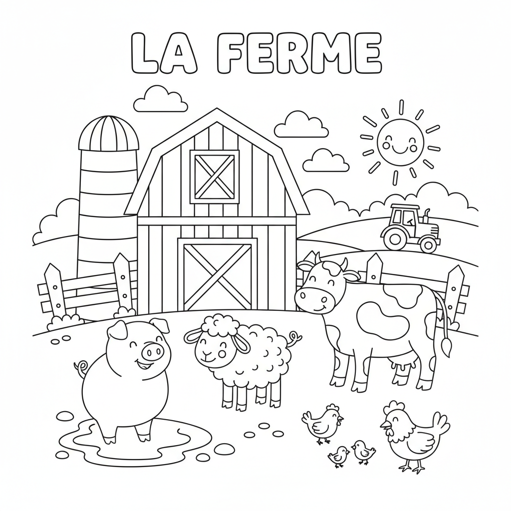 Coloriage coloriage ferme simple 2