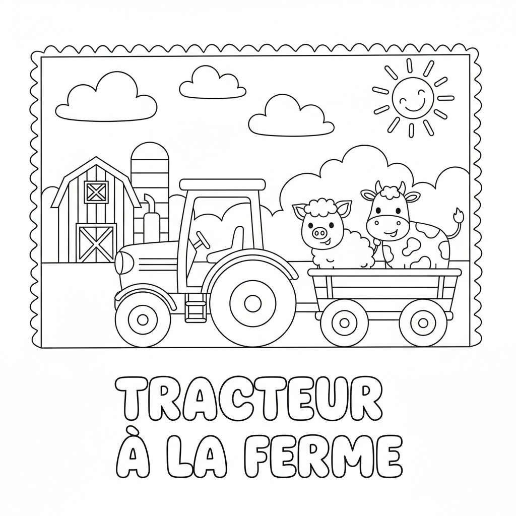 Coloriage coloriage ferme tracteur