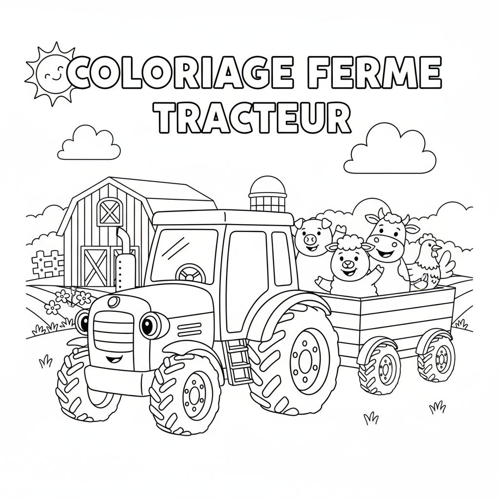 Coloriage coloriage ferme tracteur 2