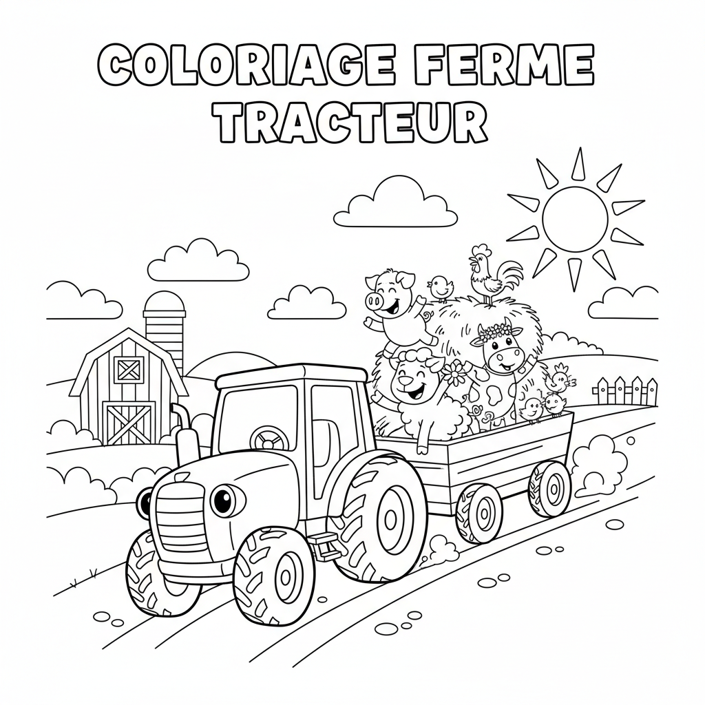 Coloriage coloriage ferme tracteur 5