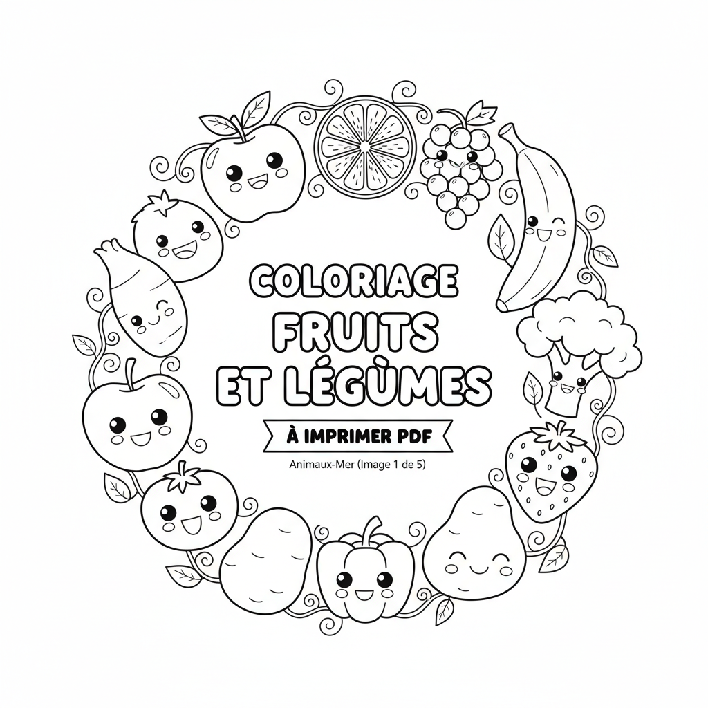 Coloriage Fruits Et Légumes À Imprimer Pdf à Imprimer