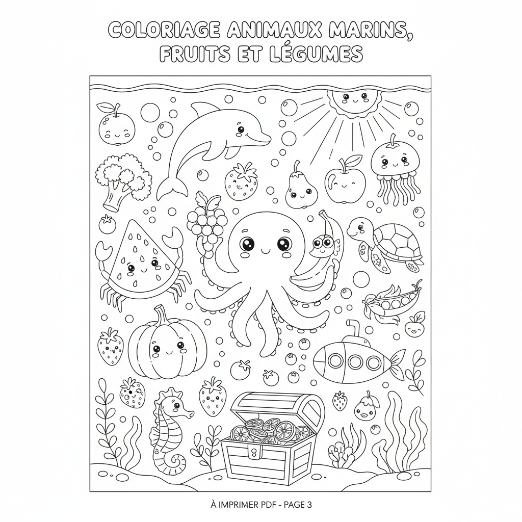 Coloriage coloriage fruits et légumes à imprimer pdf 3