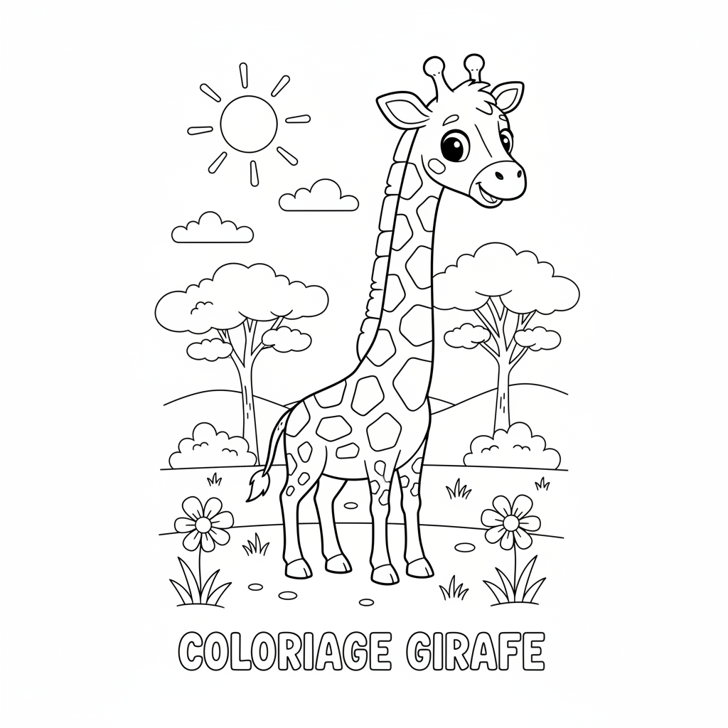 Coloriage coloriage girafe à imprimer 3