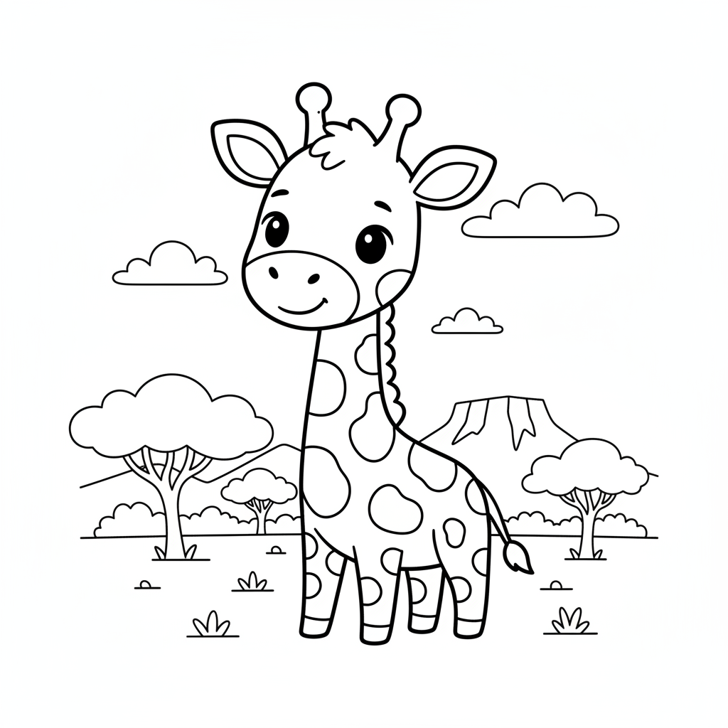 Coloriage coloriage girafe facile 2