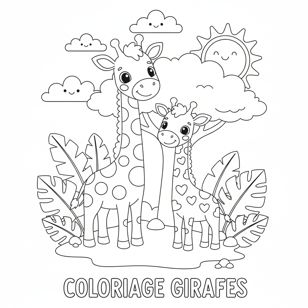 Coloriage Coloriage Girafes Gratuit à Imprimer