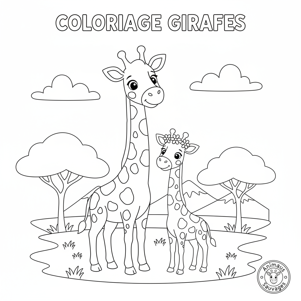 Coloriage coloriage girafes 2