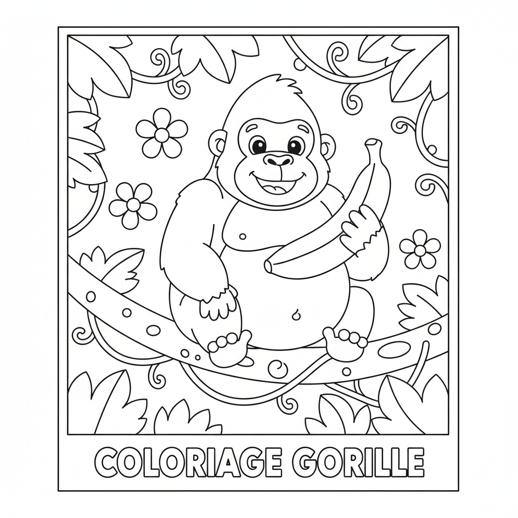 Coloriage Gorille Gratuit à Imprimer pour Enfants