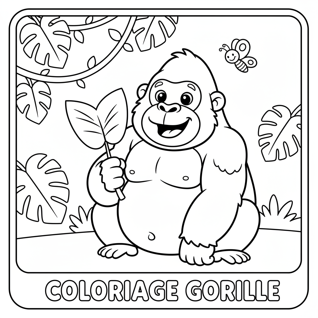 Coloriage Gorille à Imprimer Gratuit pour les Enfants