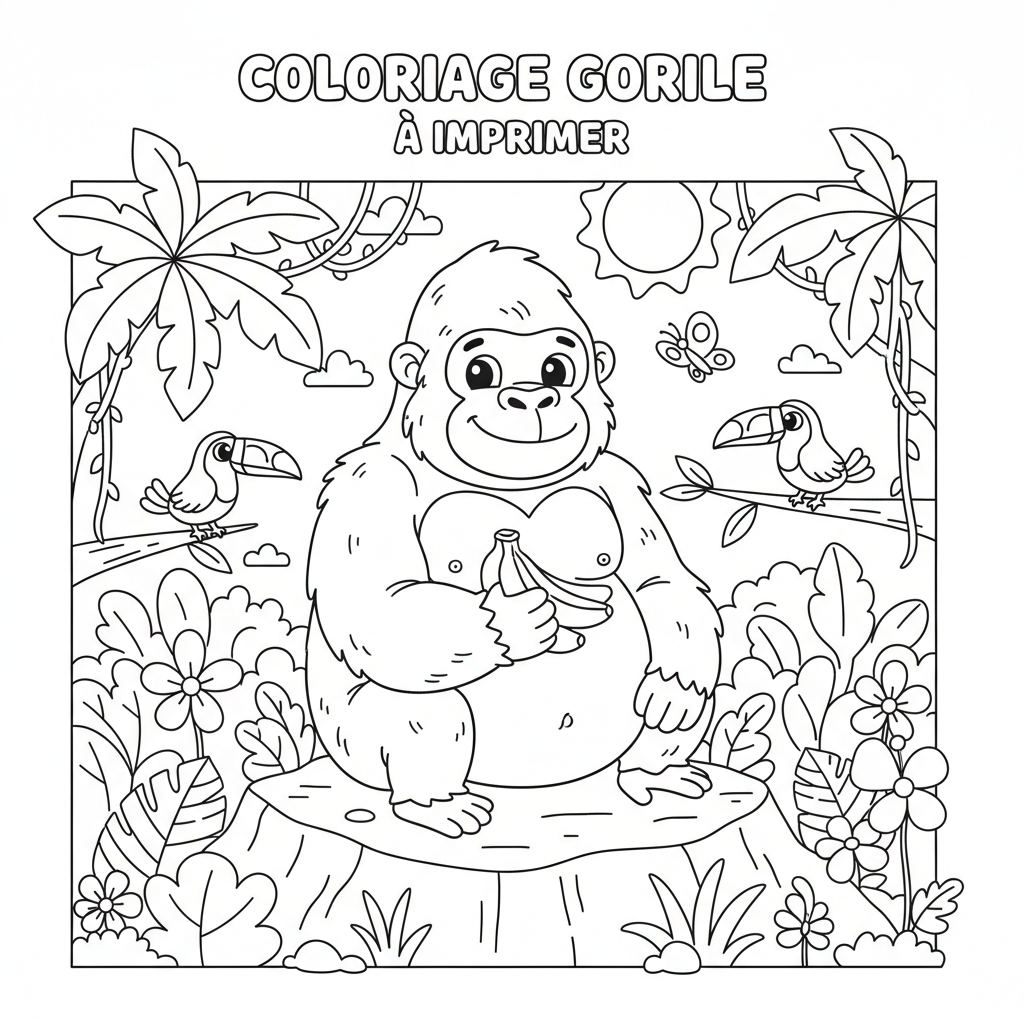 Coloriage coloriage gorille à imprimer 3