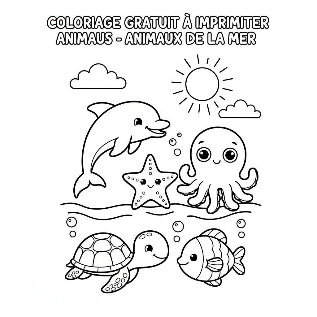 Coloriage Gratuit À Imprimer Animaux de la Mer Fantastiques
