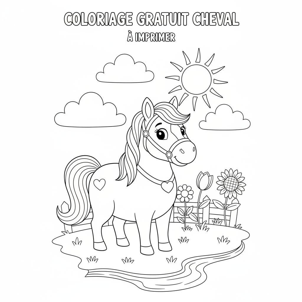 Coloriage coloriage gratuit à imprimer cheval 2