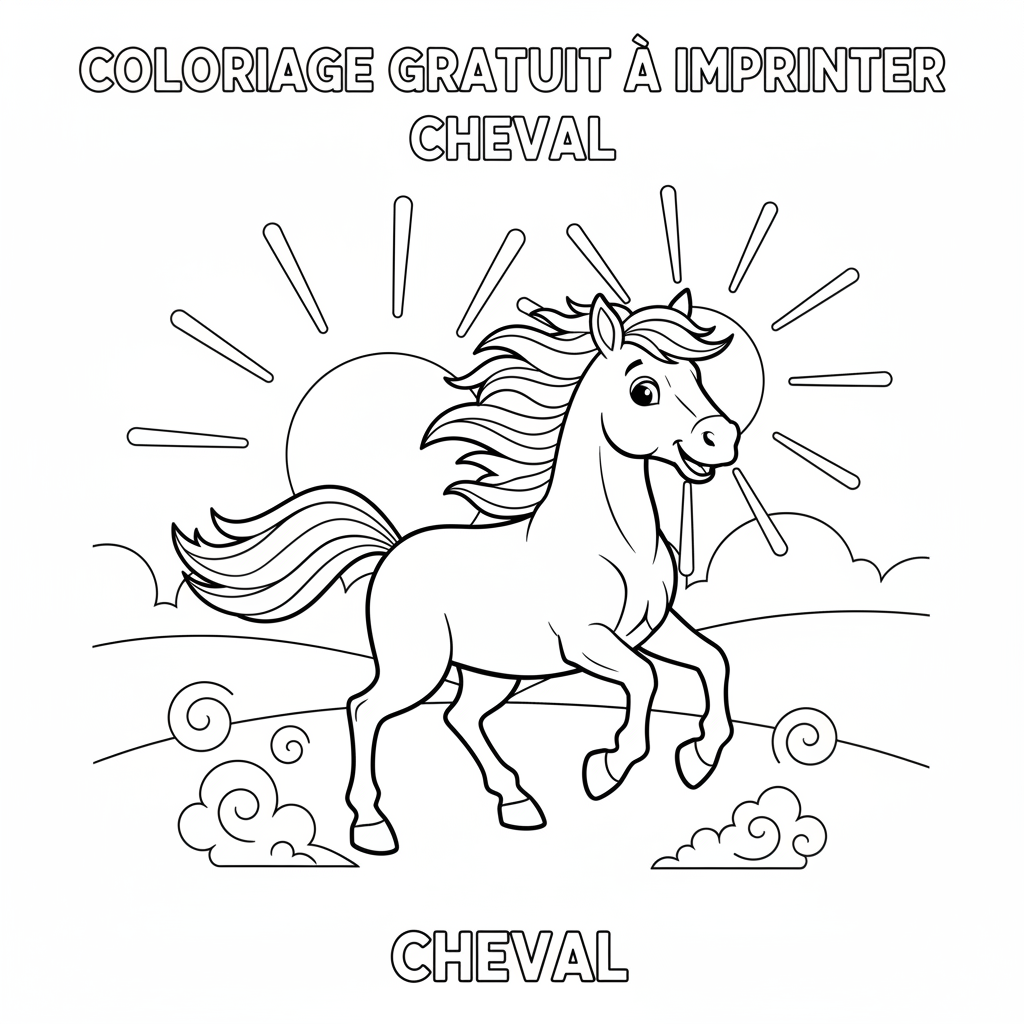 Coloriage coloriage gratuit à imprimer cheval 5