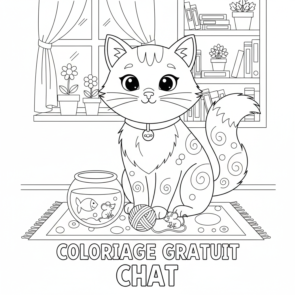 Coloriage coloriage gratuit chat 2