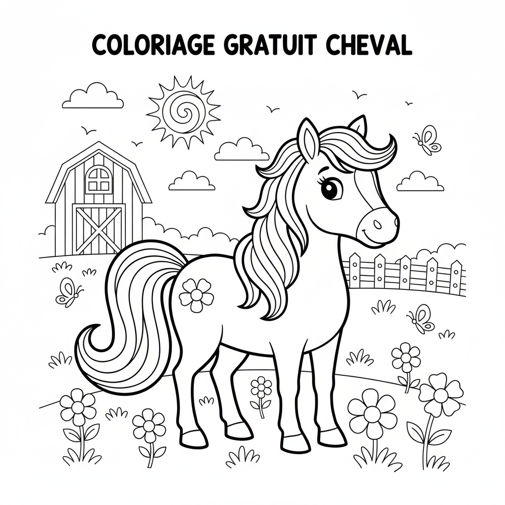 Coloriage coloriage gratuit cheval 2