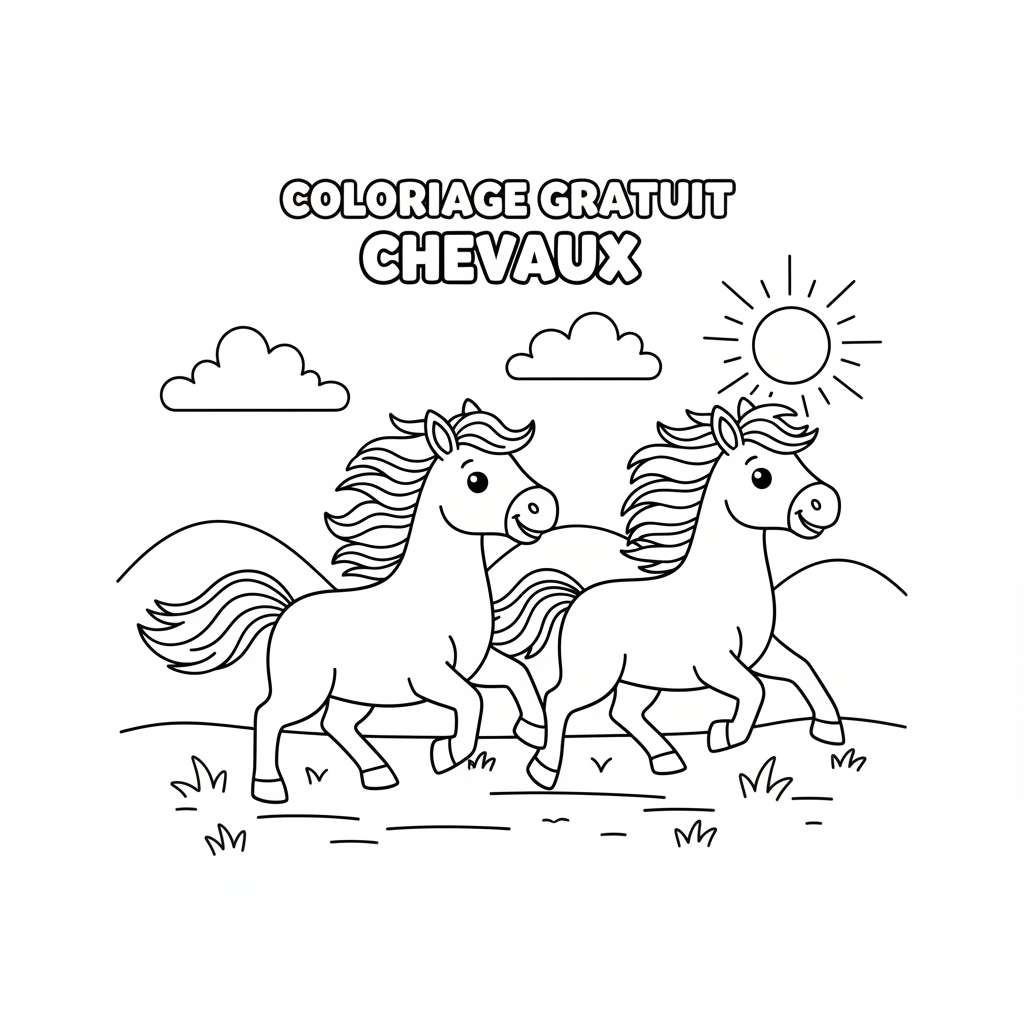 Coloriage coloriage gratuit chevaux 5