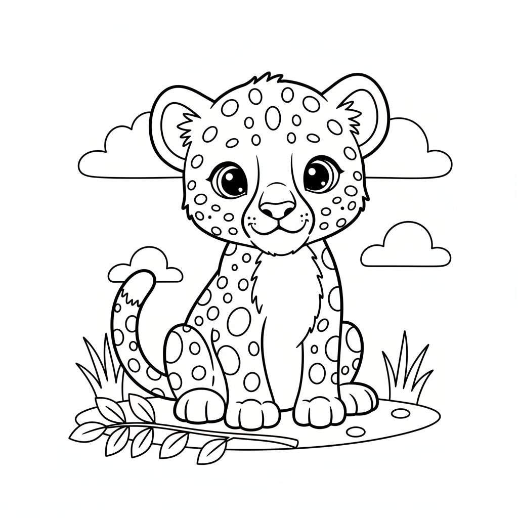 Coloriage Guépard Gratuit à Imprimer pour Enfants