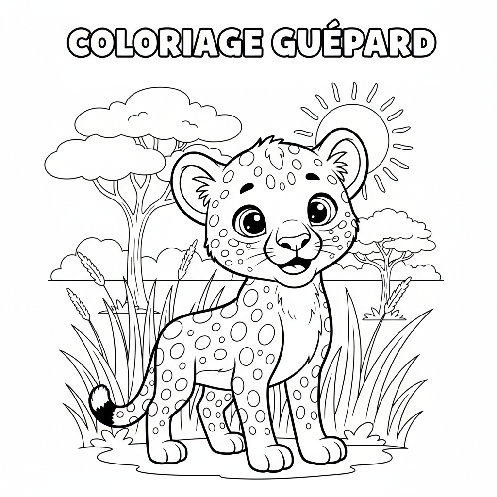 Coloriage coloriage guépard 2