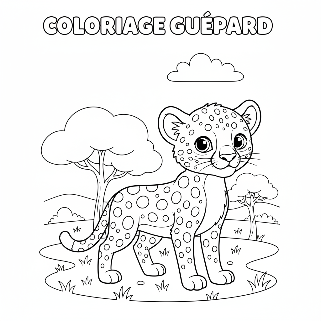 Coloriage coloriage guépard 3
