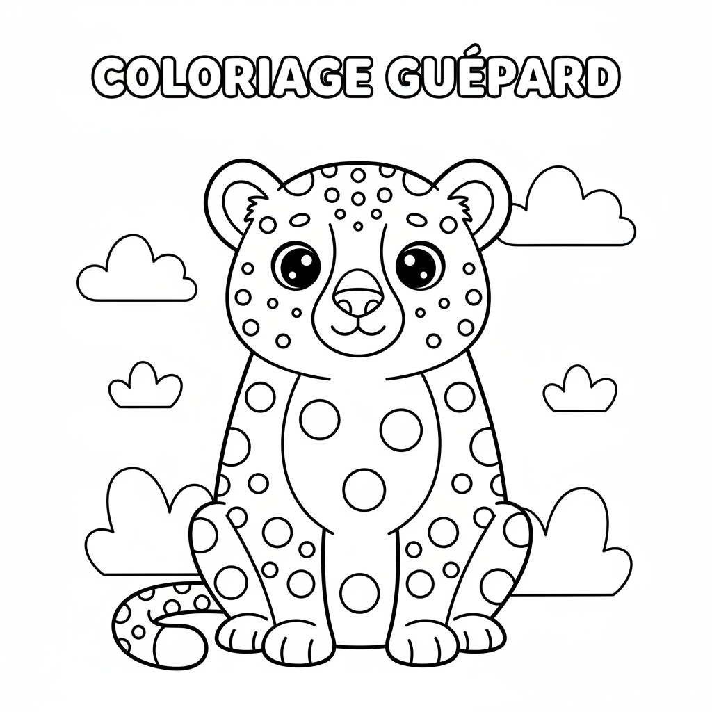 Coloriage Guépard À Imprimer Gratuit pour Enfants