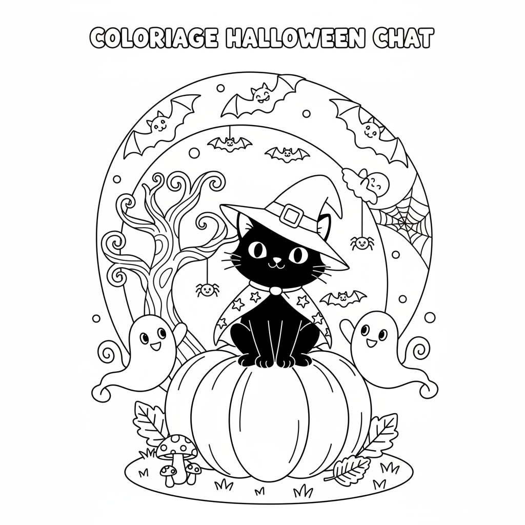 Coloriage coloriage halloween chat 3