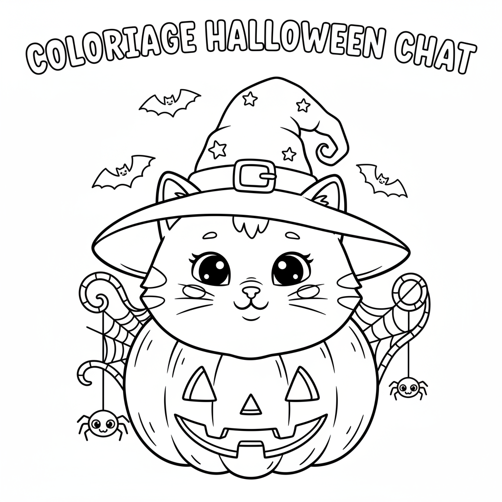 Coloriage coloriage halloween chat 4