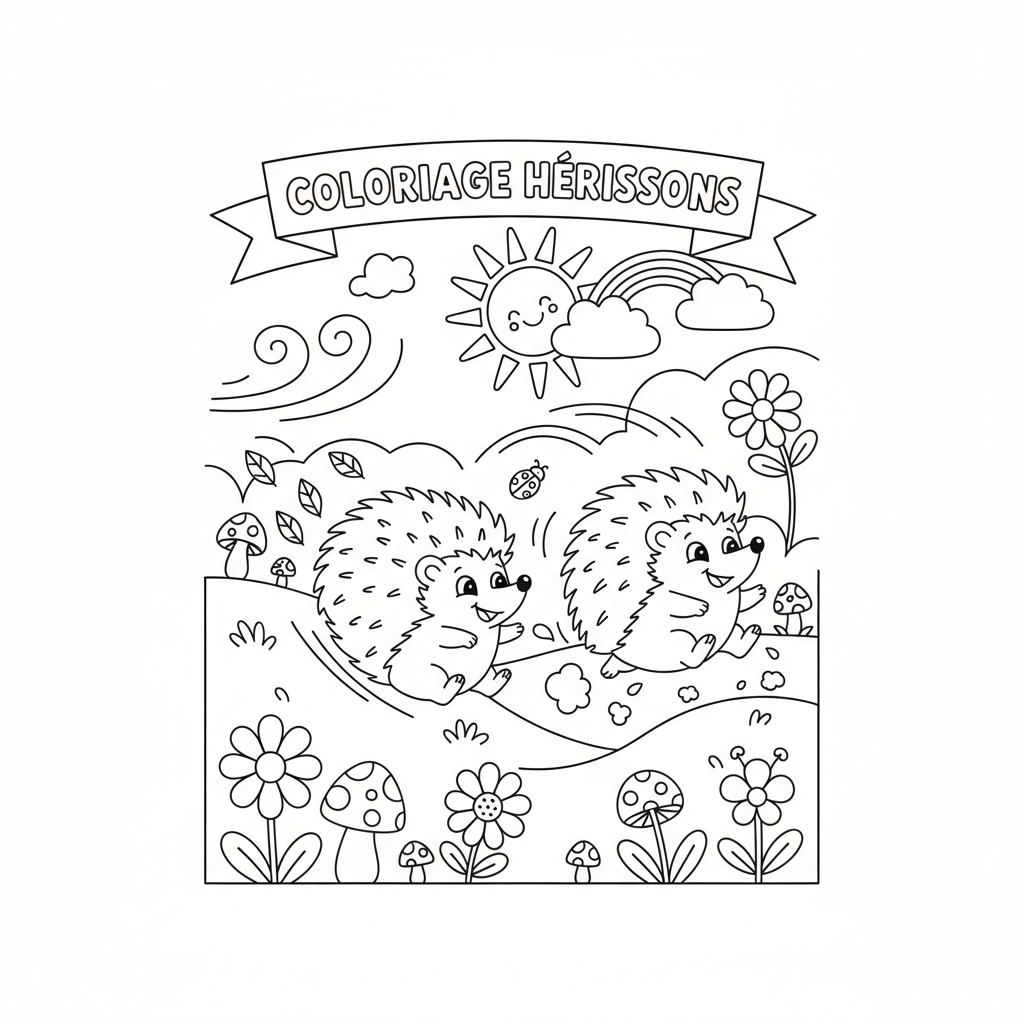 Coloriage coloriage hérissons 5