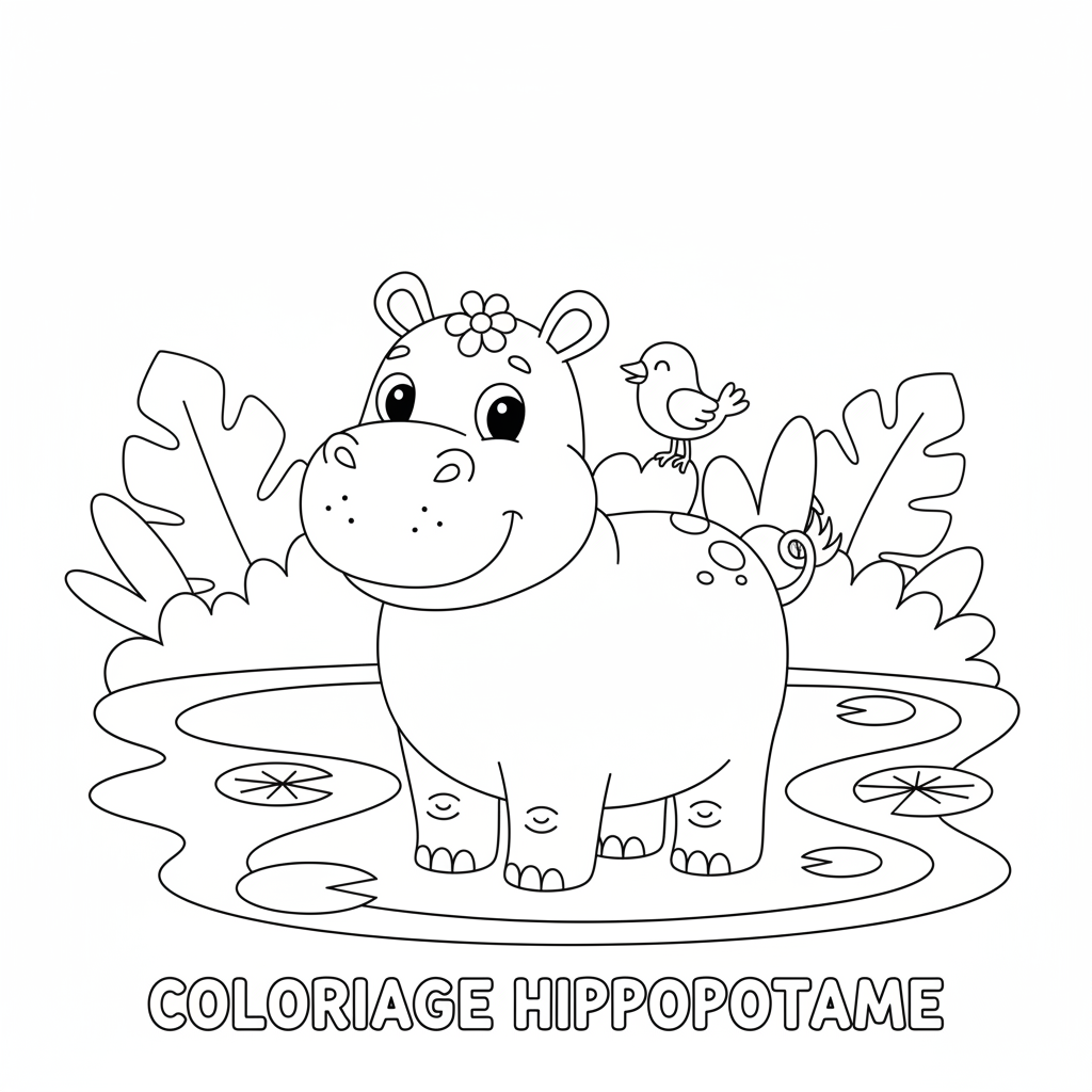 Coloriage coloriage hippopotame 1