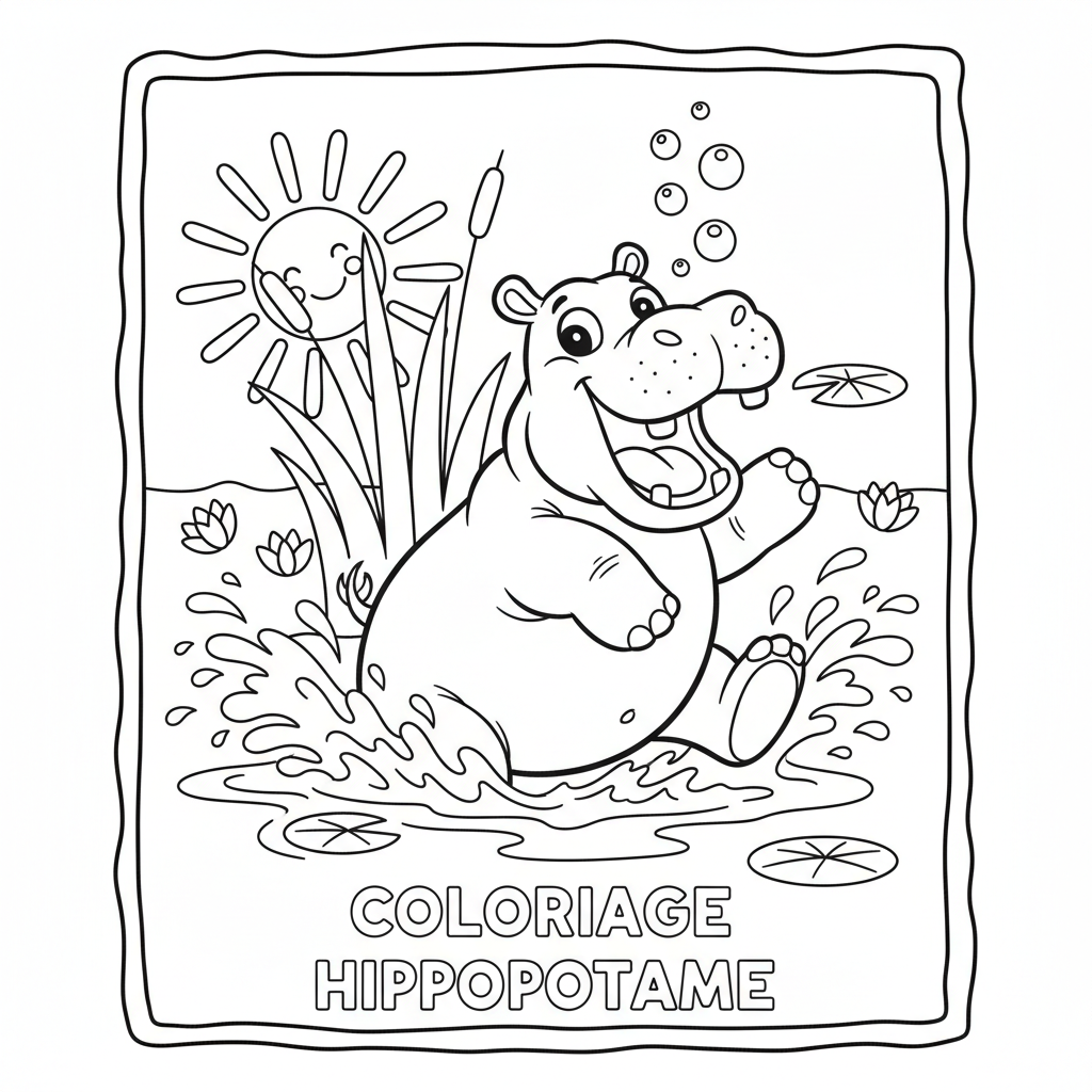 Coloriage coloriage hippopotame 5