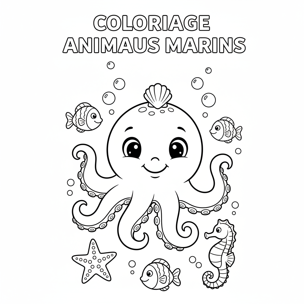Coloriage Coloriage Imprimer Animaux de Mer Gratuit