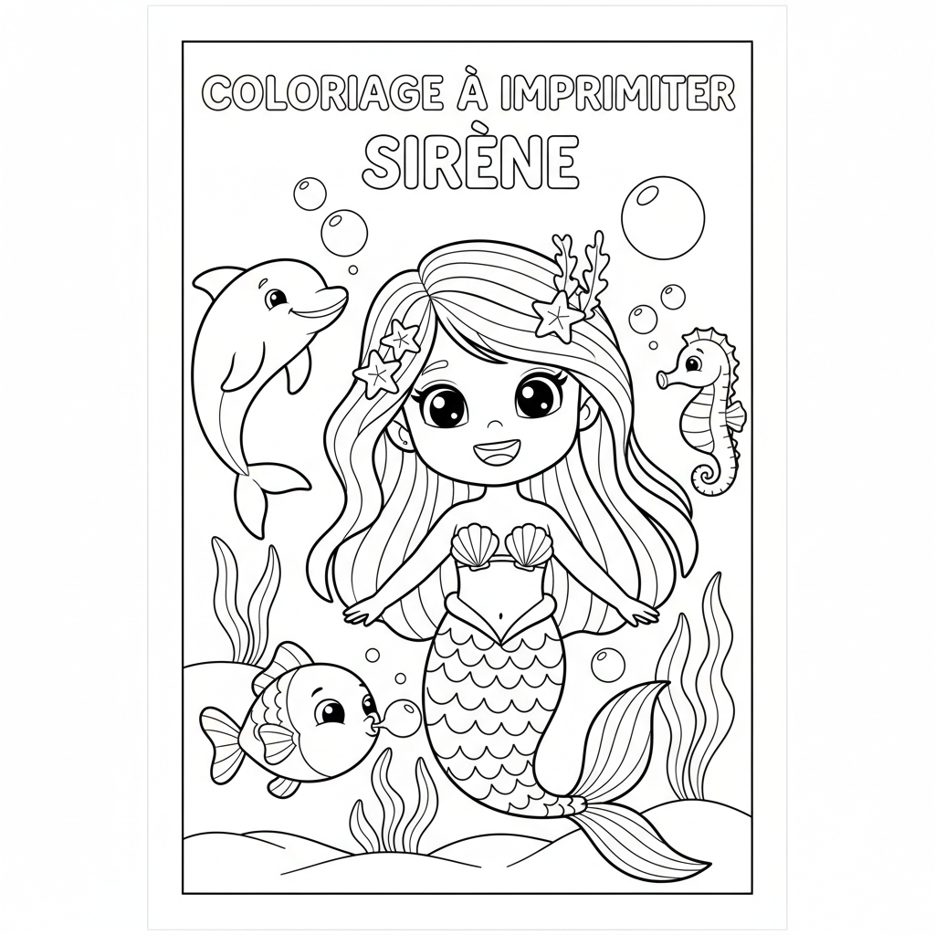 Coloriage coloriage imprimer sirène 4