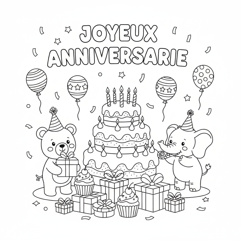 Coloriage coloriage joyeux anniversaire 2