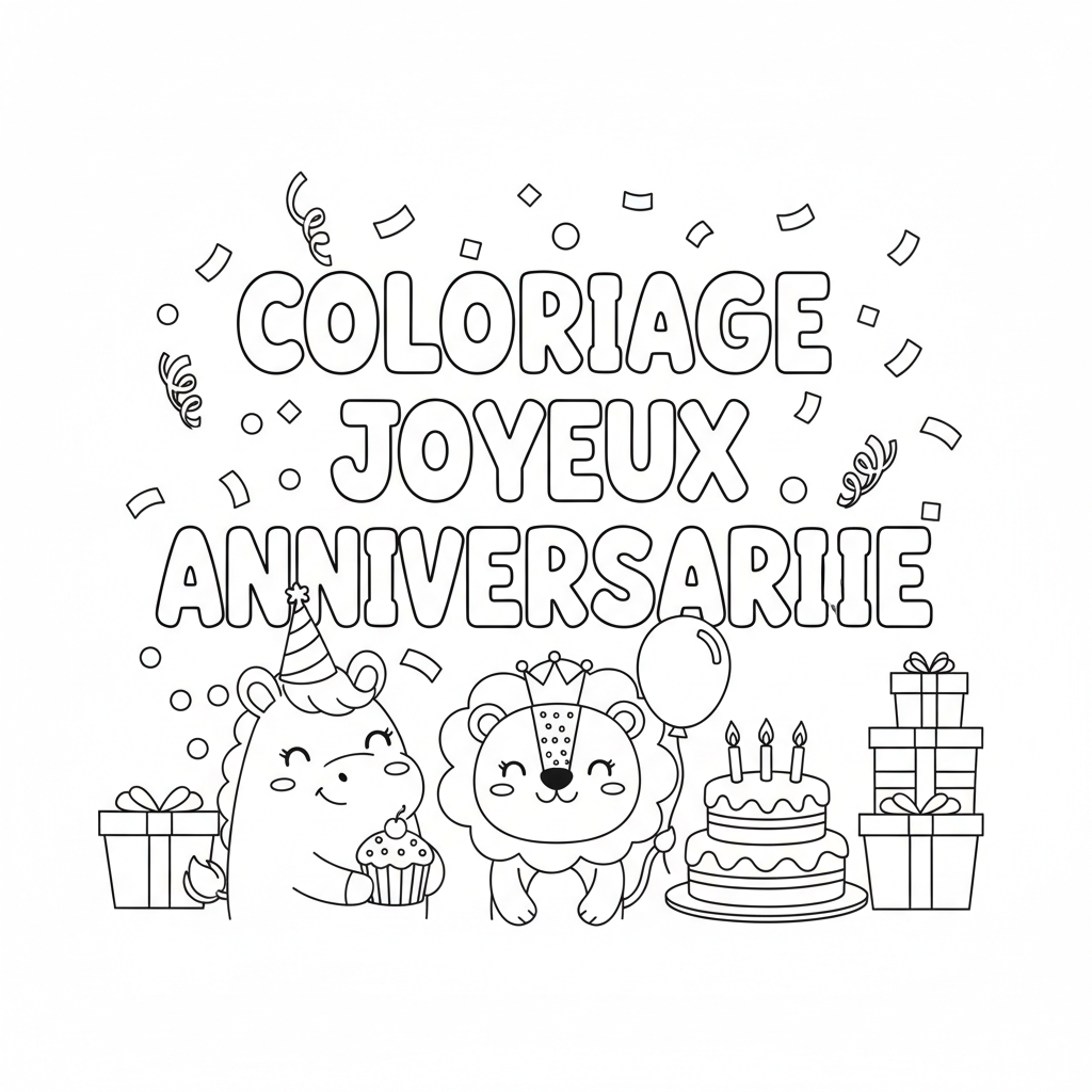 Coloriage coloriage joyeux anniversaire 4