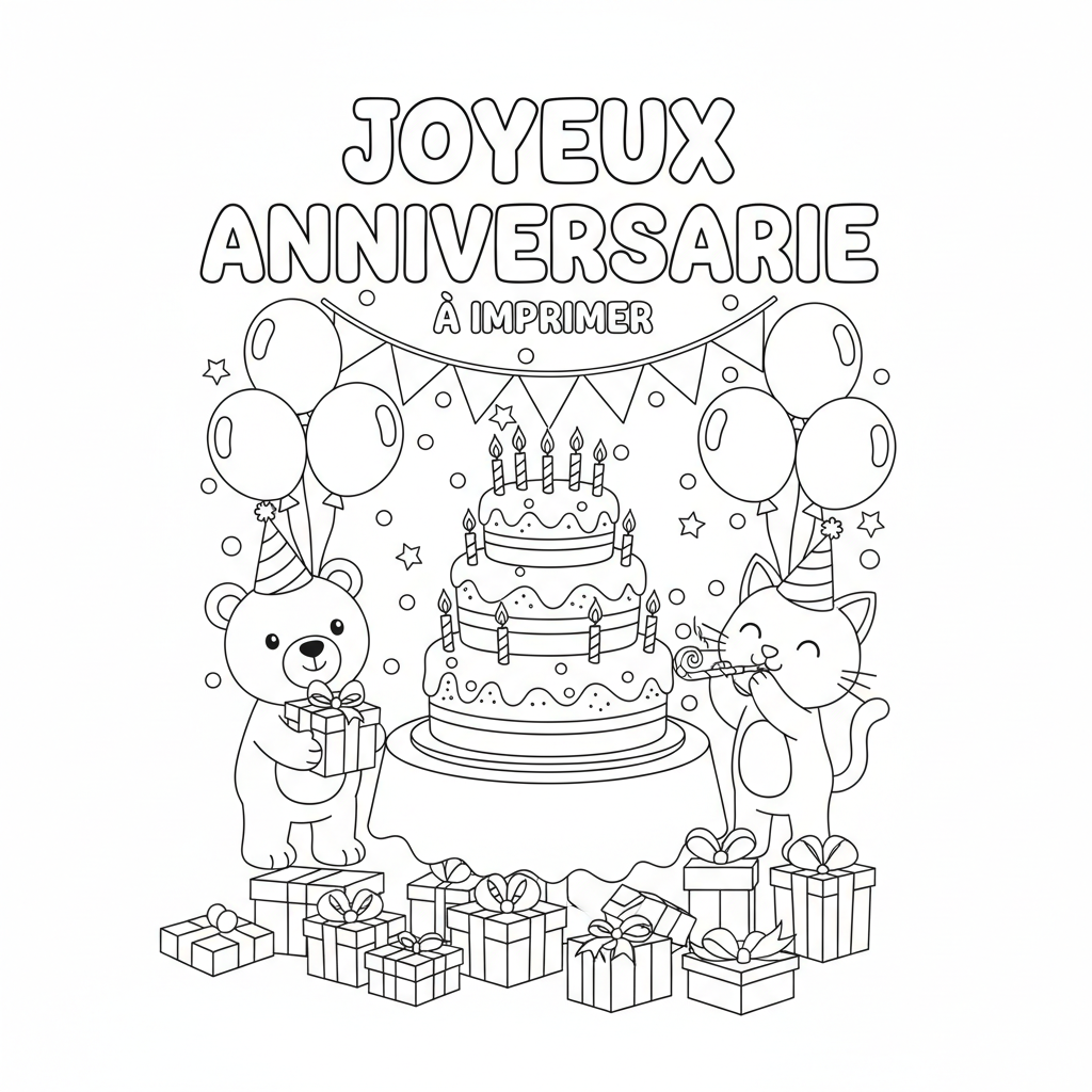 Coloriage coloriage joyeux anniversaire à imprimer 2