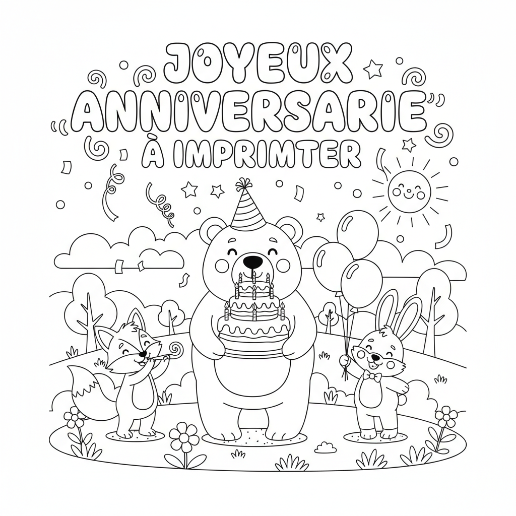 Coloriage coloriage joyeux anniversaire à imprimer 3