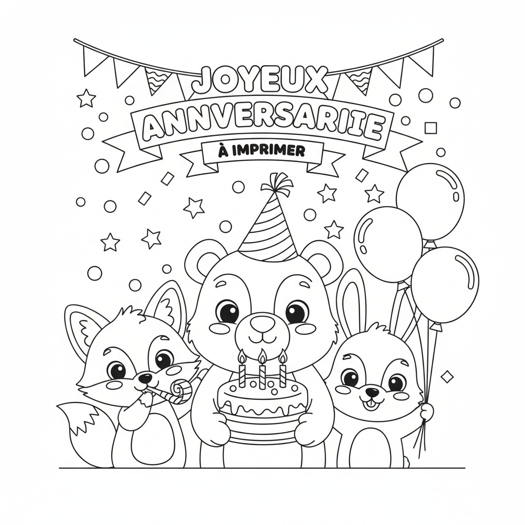 Coloriage coloriage joyeux anniversaire à imprimer 4