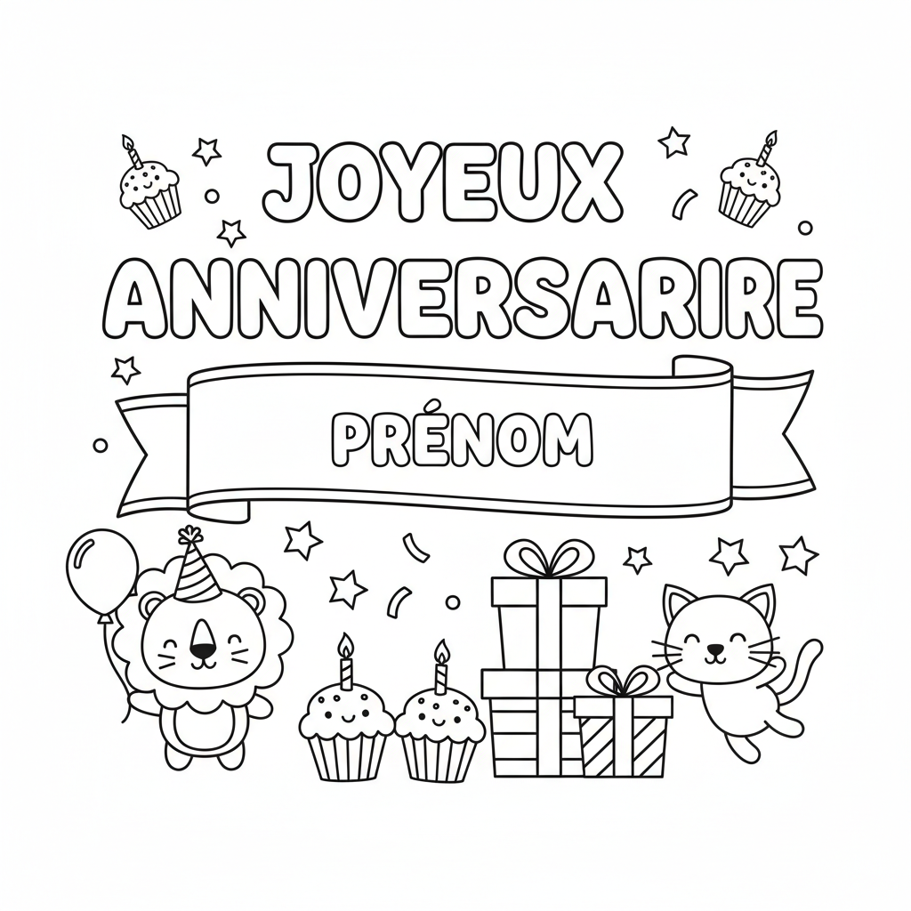 Coloriage Joyeux Anniversaire Avec Prénom Gratuit à Imprimer