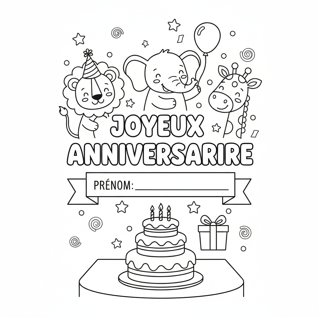 Coloriage coloriage joyeux anniversaire avec prénom 4
