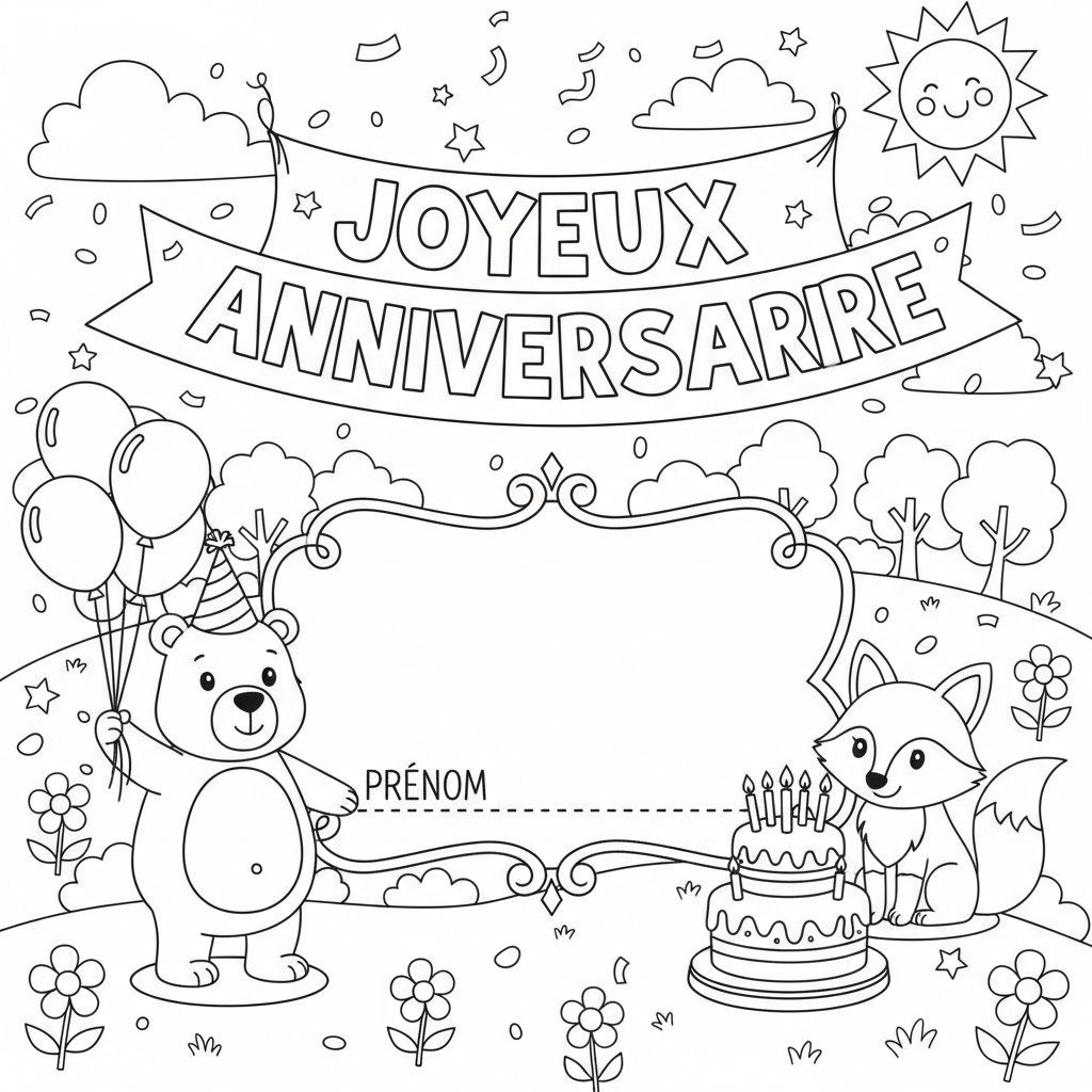 Coloriage coloriage joyeux anniversaire avec prenom 3