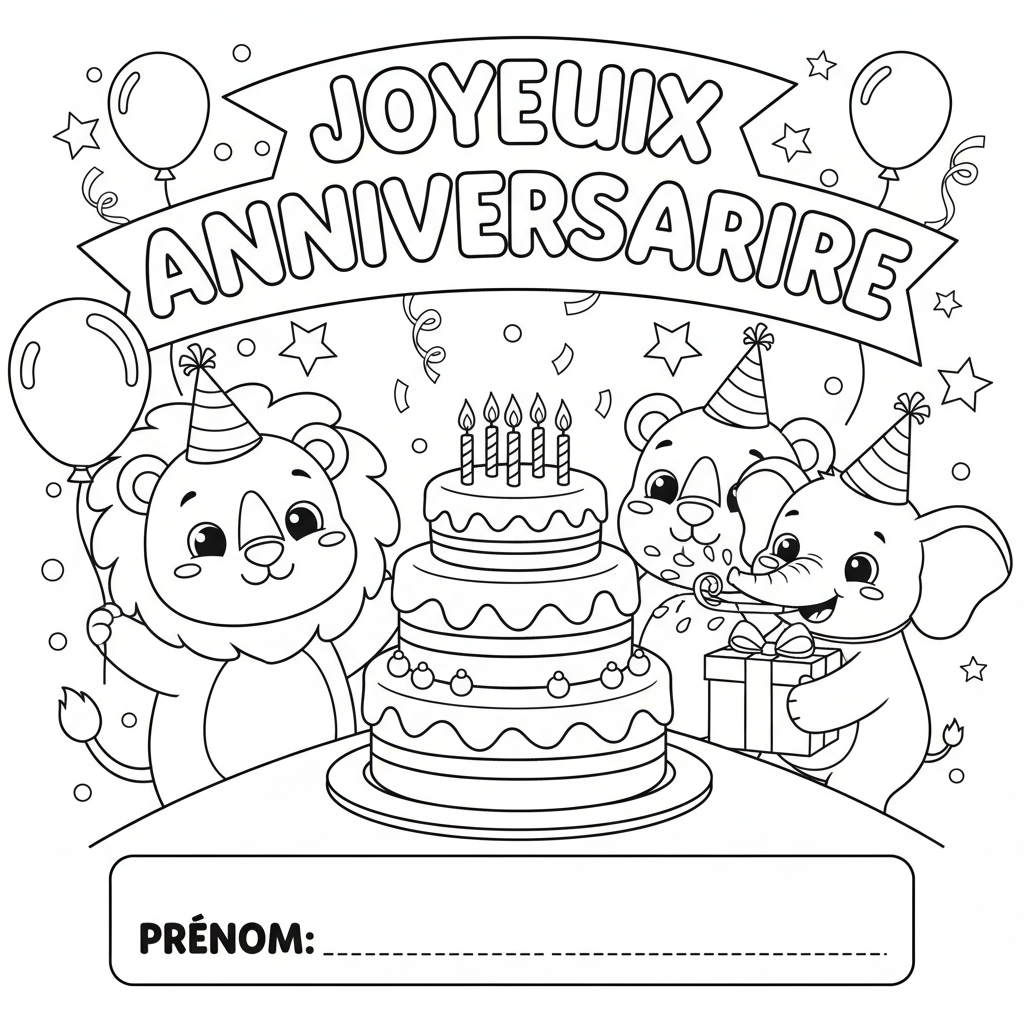 Coloriage coloriage joyeux anniversaire avec prenom 4