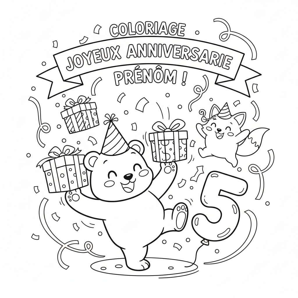 Coloriage coloriage joyeux anniversaire avec prenom 5
