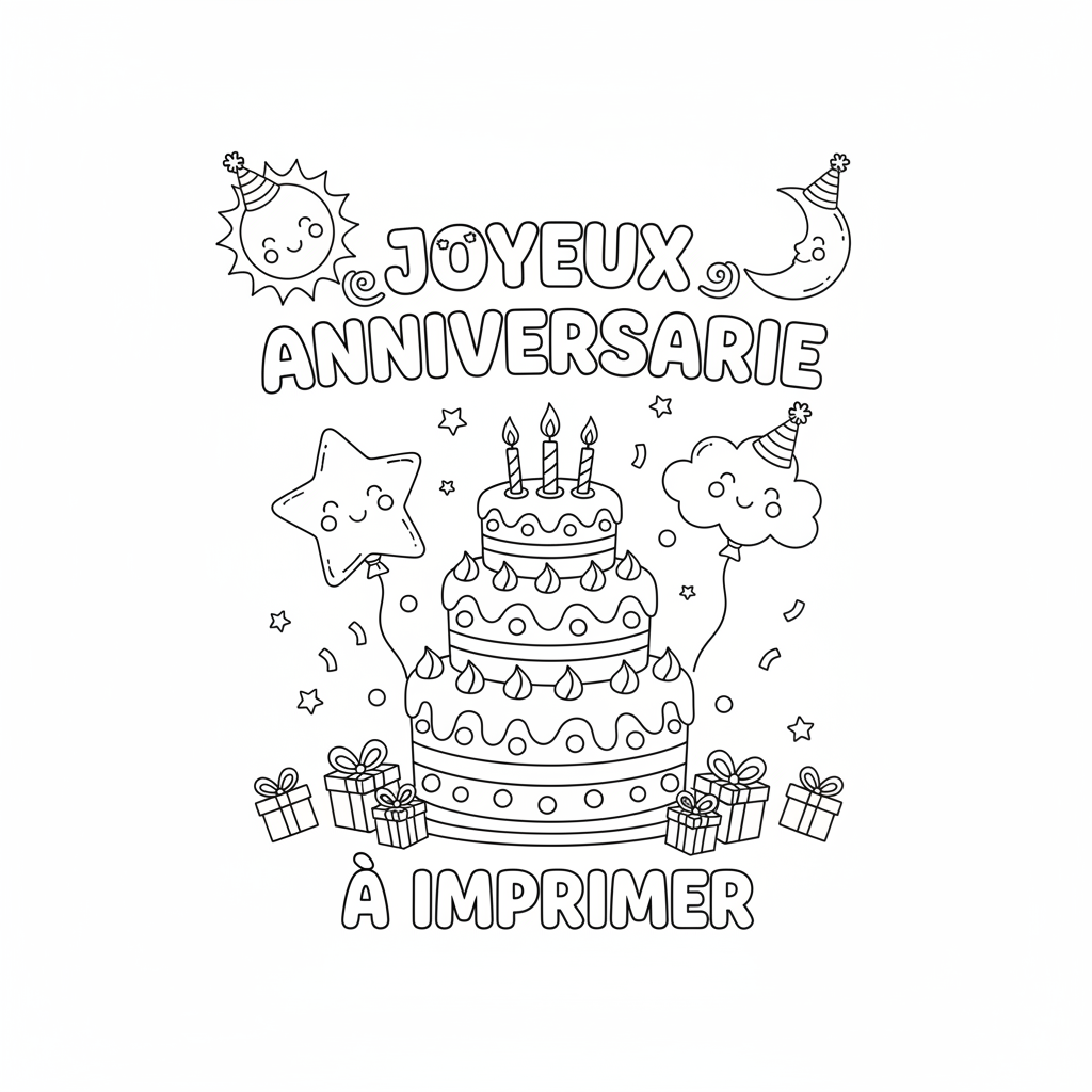 Coloriage coloriage joyeux anniversaire imprimer 2